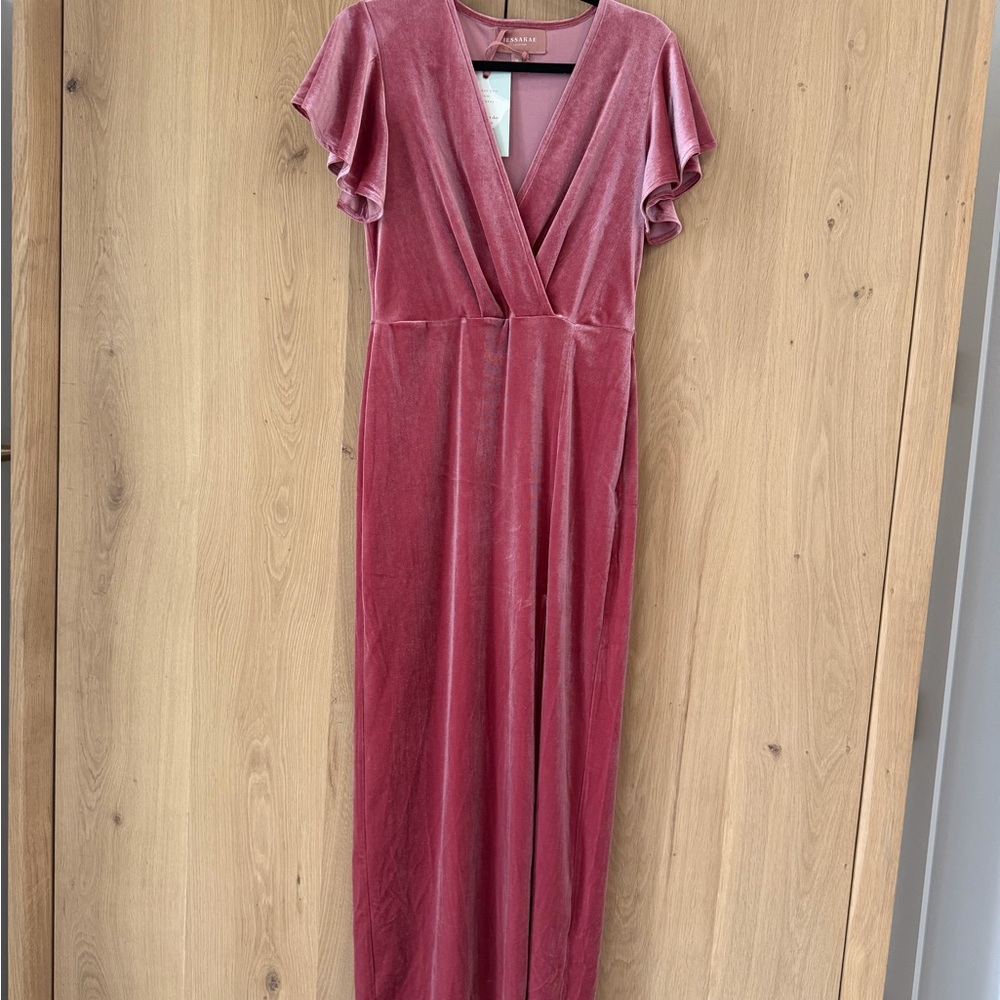 JessaKae Blush Velvet Maxi Dress